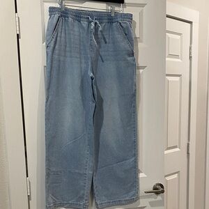 Vanilla Star Light Blue Wide Leg Drawstring Jeans